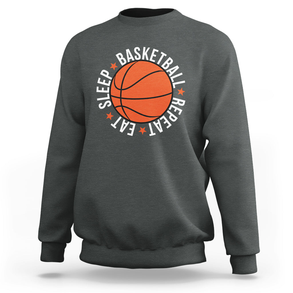 Basketball Lover Sweatshirt Eat Sleep Basketball Repeat - Wonder Print Shop