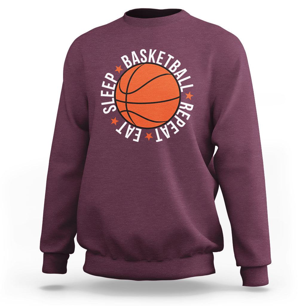 Basketball Lover Sweatshirt Eat Sleep Basketball Repeat - Wonder Print Shop