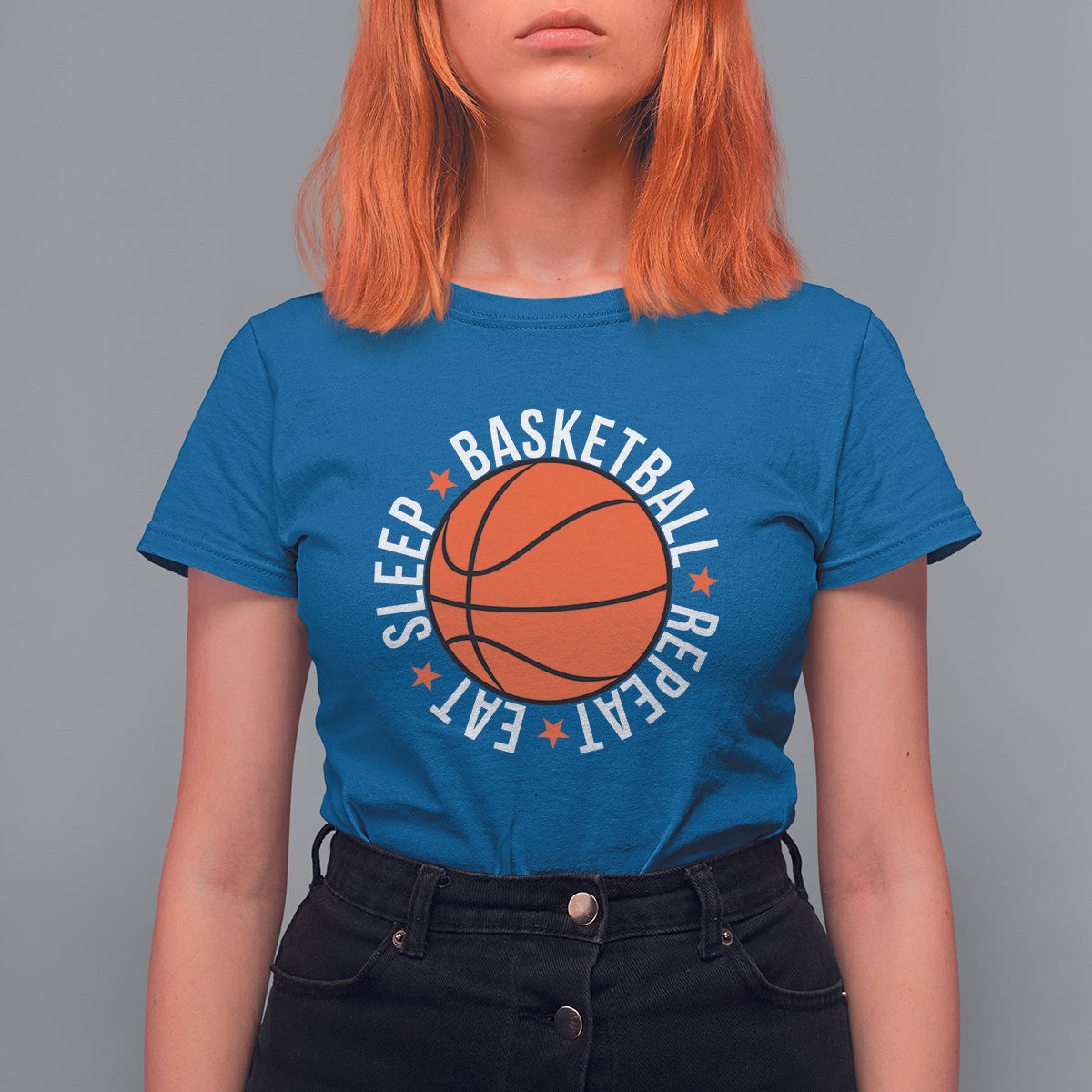 Basketball Lover T Shirt For Women Eat Sleep Basketball Repeat - Wonder Print Shop