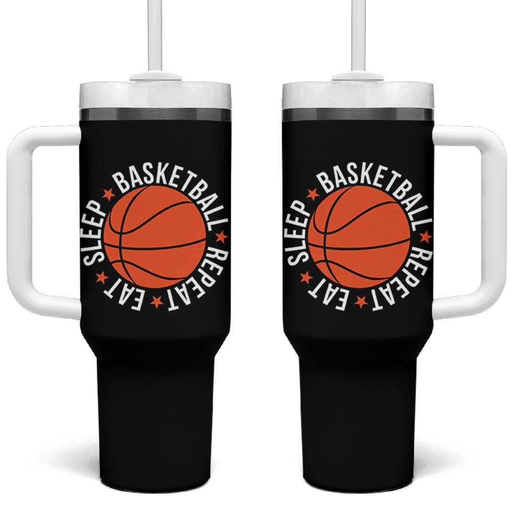Basketball Lover Tumbler With Handle Eat Sleep Basketball Repeat - Wonder Print Shop