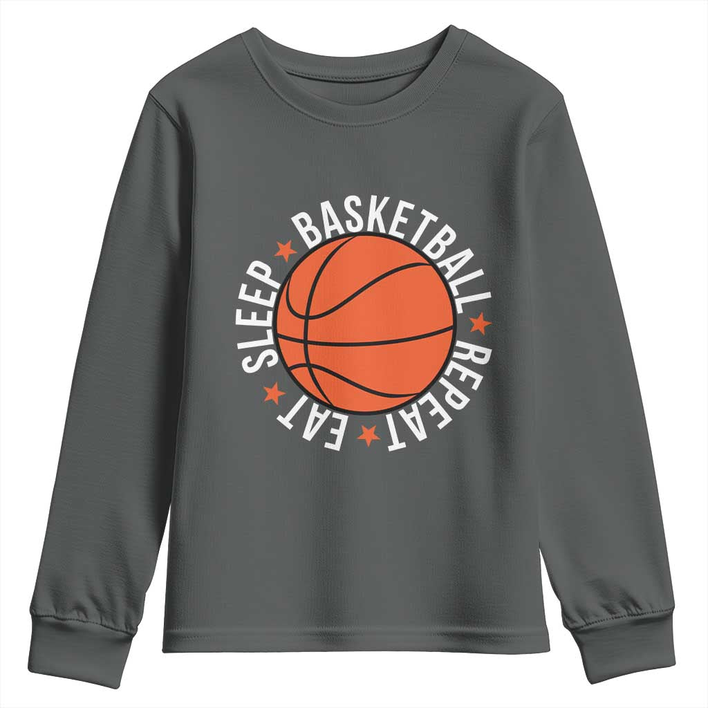 Basketball Lover Youth Sweatshirt Eat Sleep Basketball Repeat - Wonder Print Shop