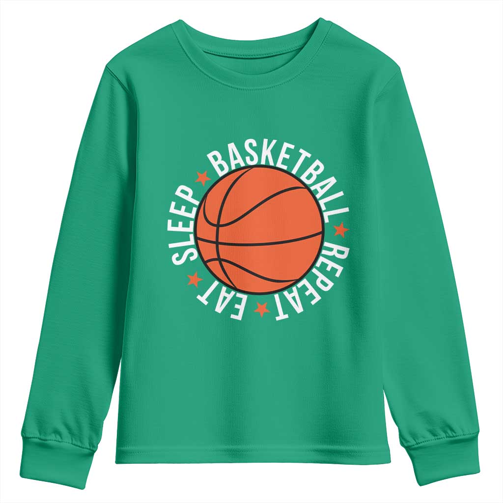 Basketball Lover Youth Sweatshirt Eat Sleep Basketball Repeat - Wonder Print Shop
