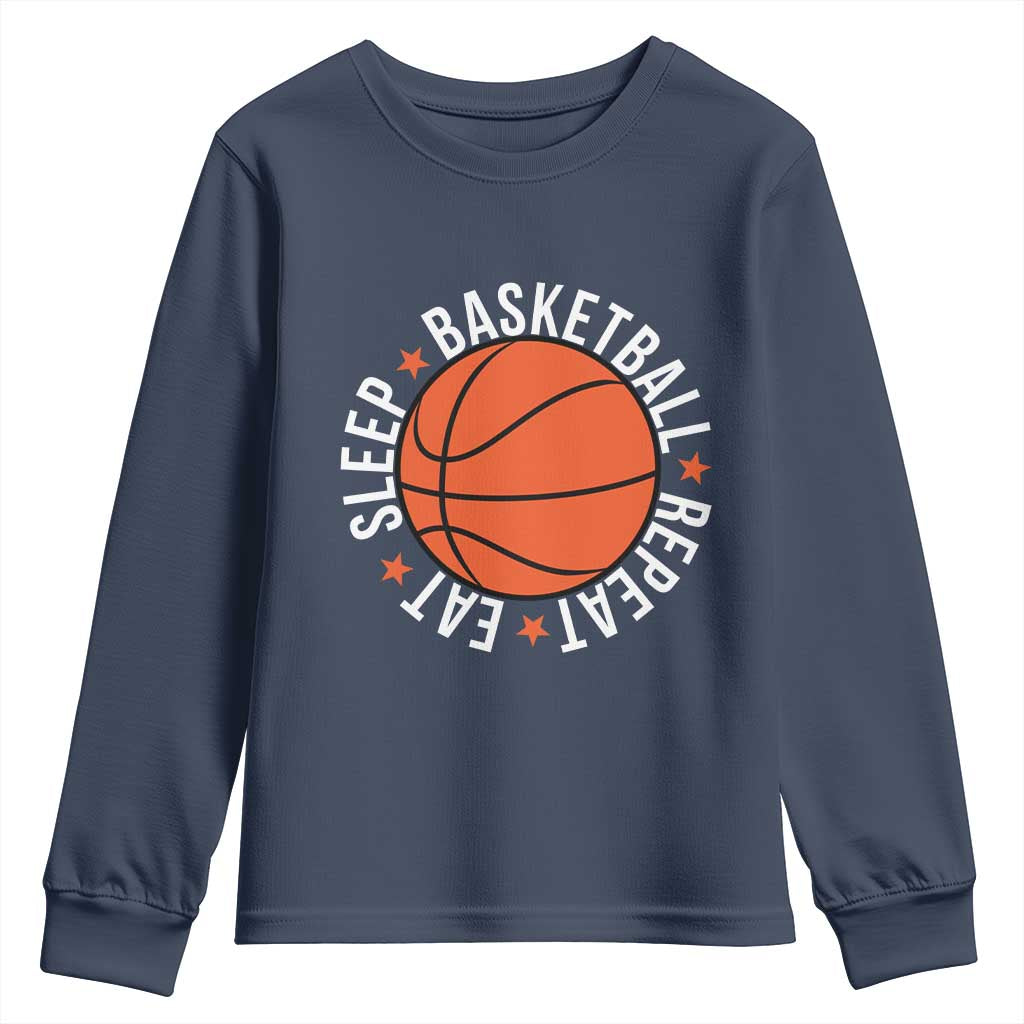 Basketball Lover Youth Sweatshirt Eat Sleep Basketball Repeat - Wonder Print Shop