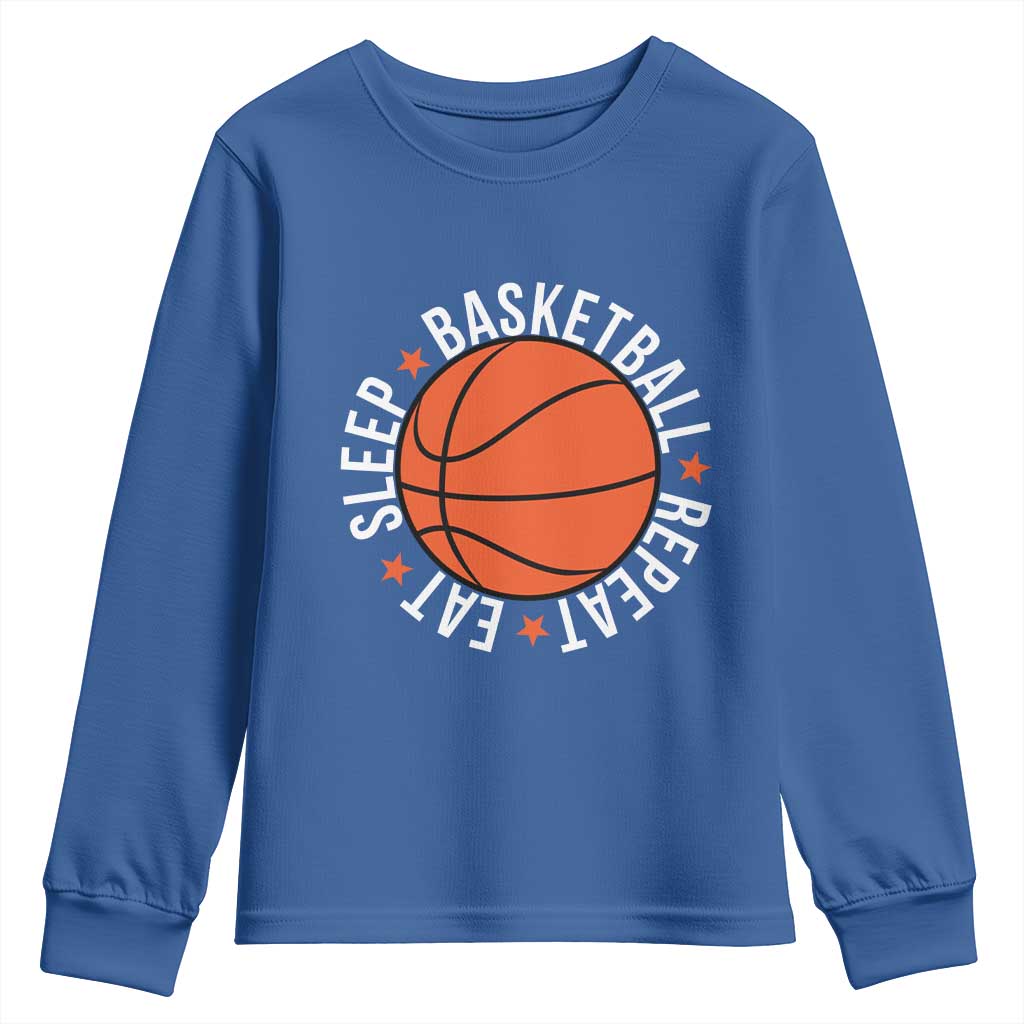 Basketball Lover Youth Sweatshirt Eat Sleep Basketball Repeat - Wonder Print Shop