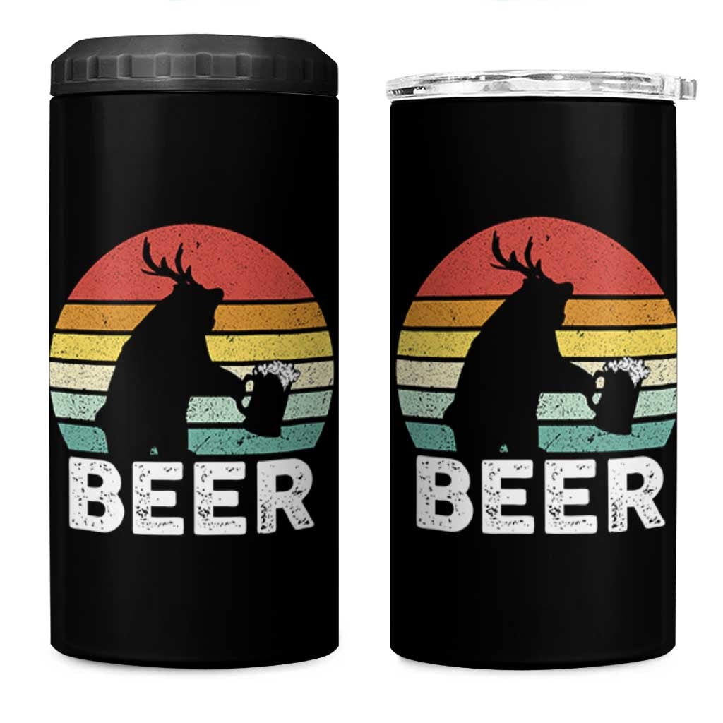 Funny Bear Deer 4 in 1 Can Cooler Tumbler Vintage Retro Beer Mug - Wonder Print Shop