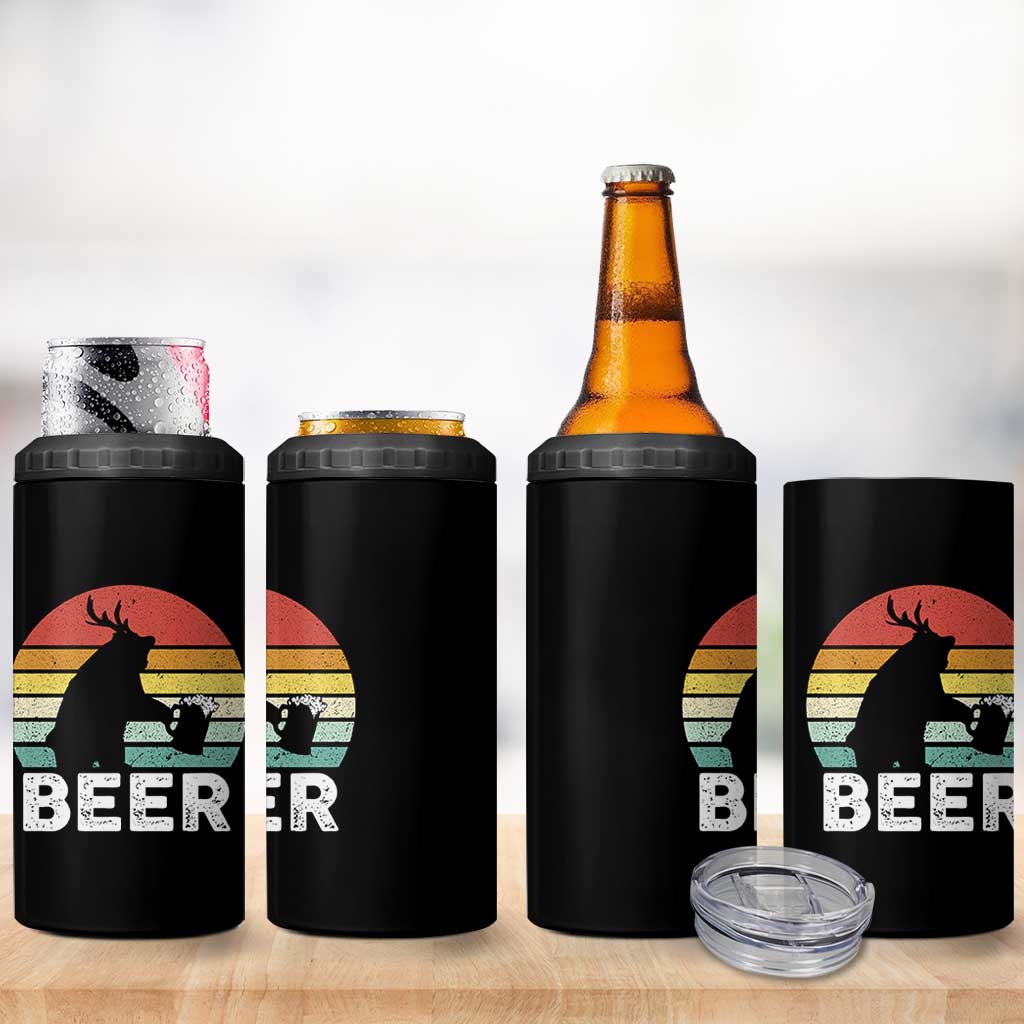 Funny Bear Deer 4 in 1 Can Cooler Tumbler Vintage Retro Beer Mug - Wonder Print Shop
