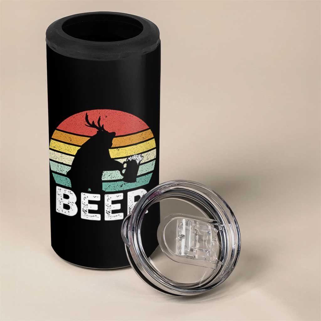 Funny Bear Deer 4 in 1 Can Cooler Tumbler Vintage Retro Beer Mug - Wonder Print Shop