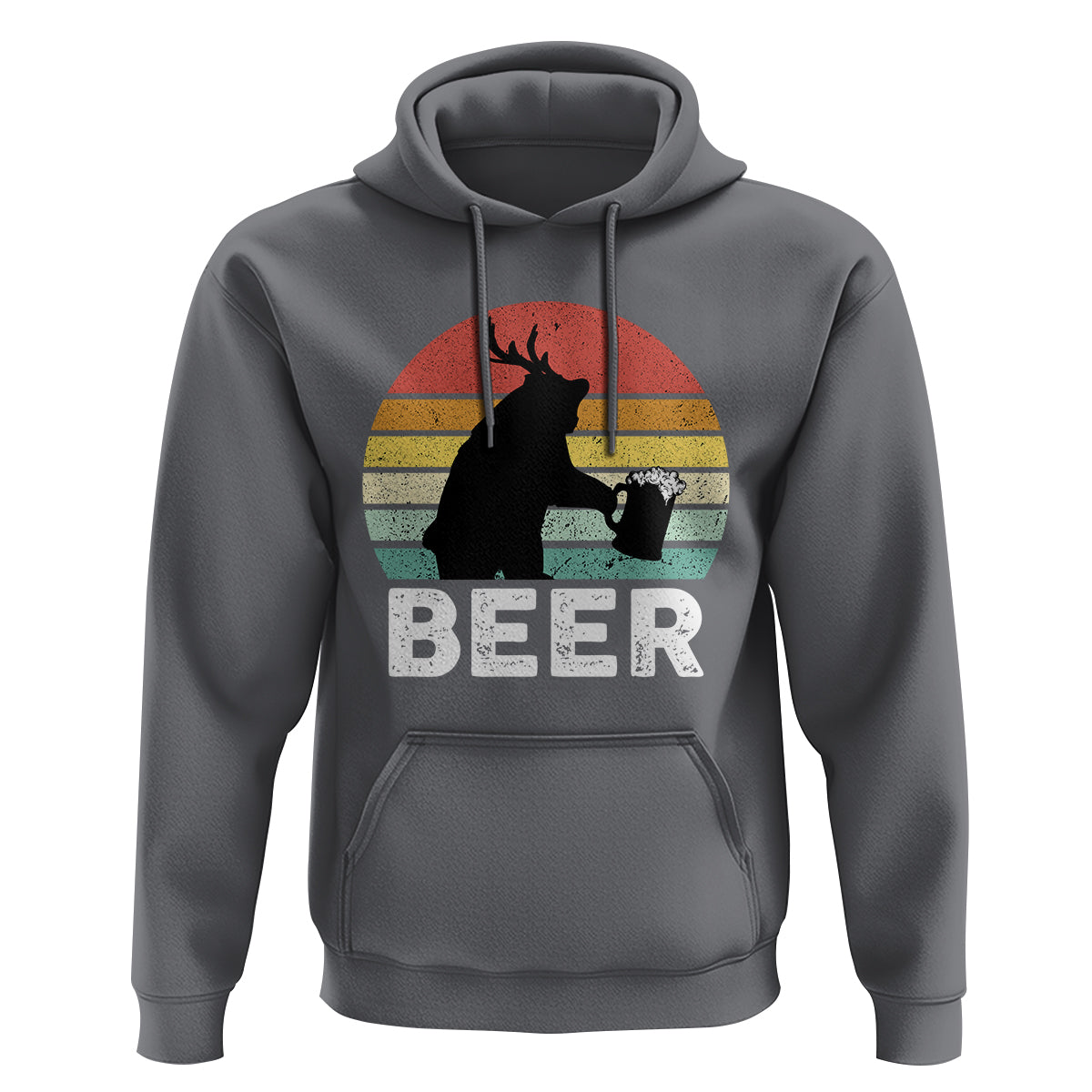 Funny Bear Deer Hoodie Vintage Retro Beer Mug - Wonder Print Shop