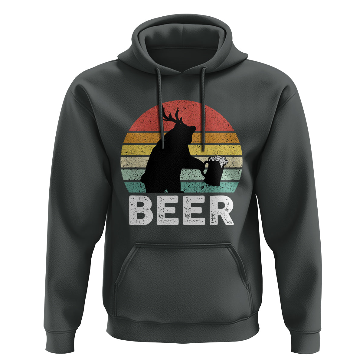 Funny Bear Deer Hoodie Vintage Retro Beer Mug - Wonder Print Shop