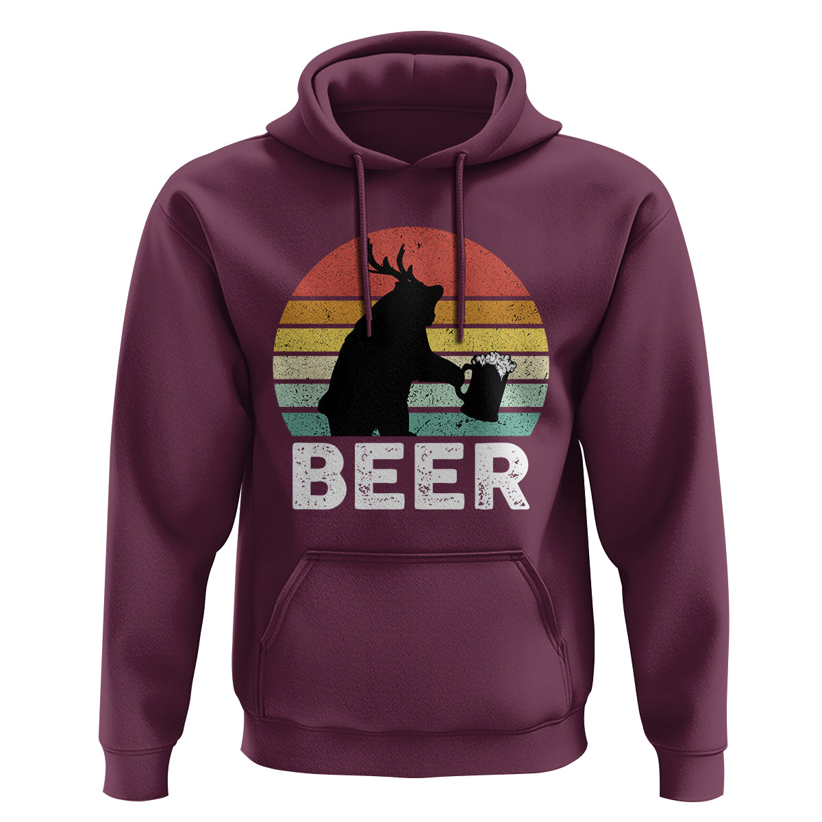 Funny Bear Deer Hoodie Vintage Retro Beer Mug - Wonder Print Shop