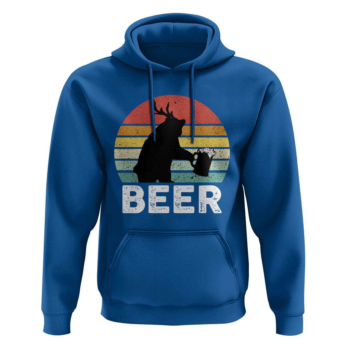 Funny Bear Deer Hoodie Vintage Retro Beer Mug - Wonder Print Shop