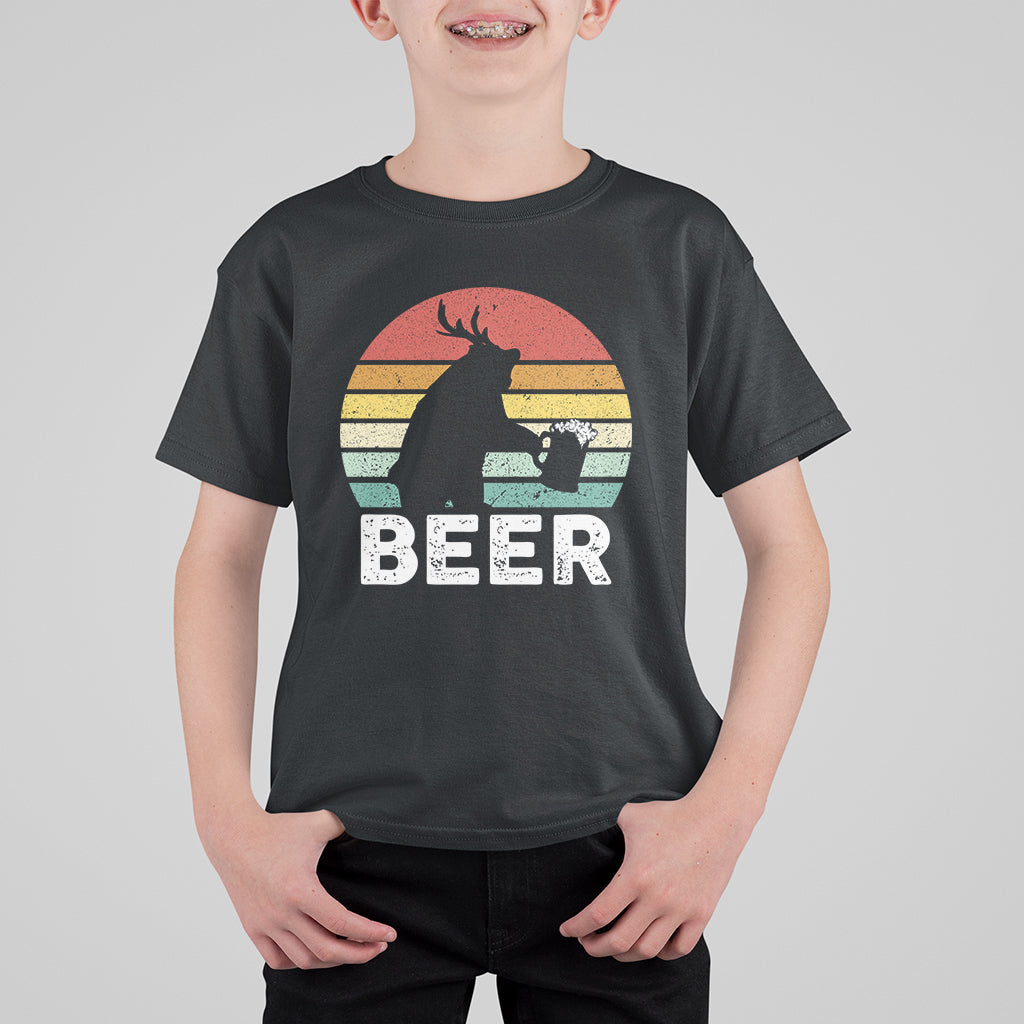 Funny Bear Deer T Shirt For Kid Vintage Retro Beer Mug - Wonder Print Shop
