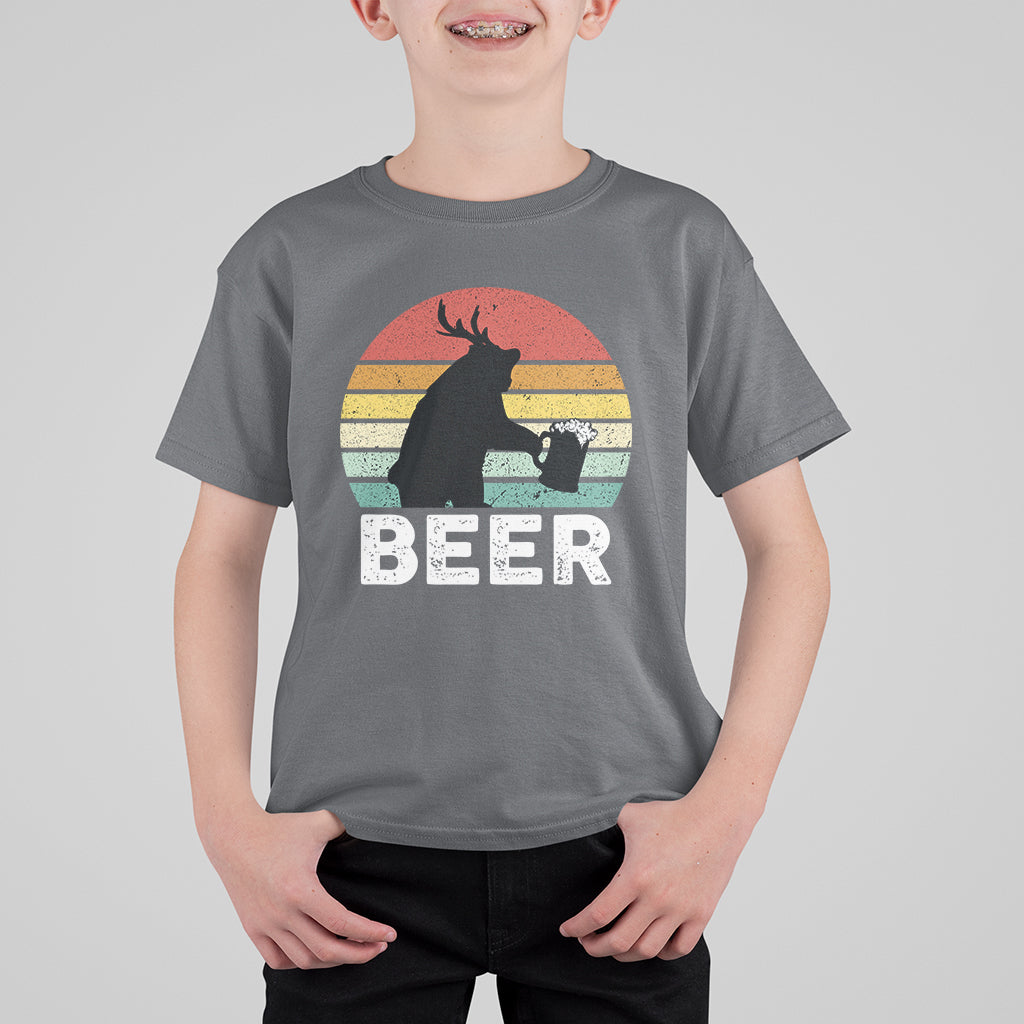 Funny Bear Deer T Shirt For Kid Vintage Retro Beer Mug - Wonder Print Shop