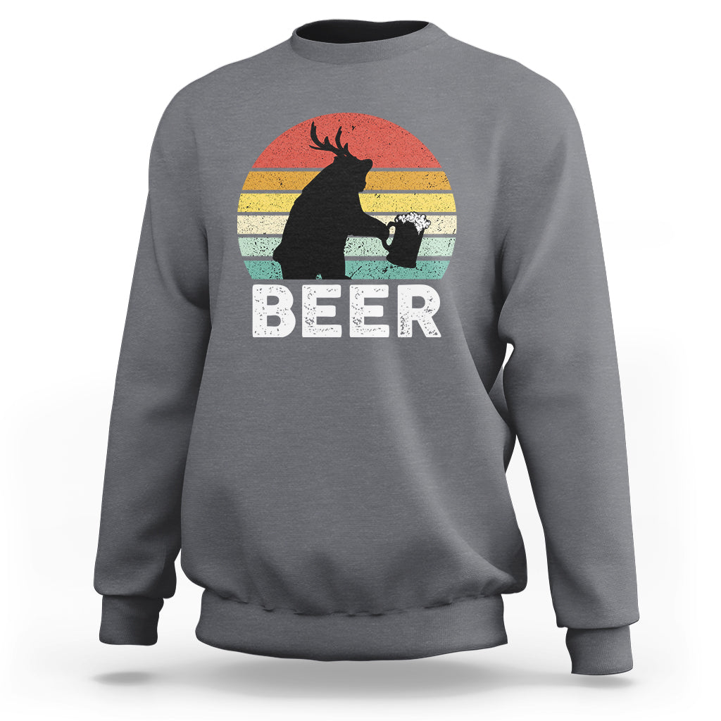 Funny Bear Deer Sweatshirt Vintage Retro Beer Mug - Wonder Print Shop