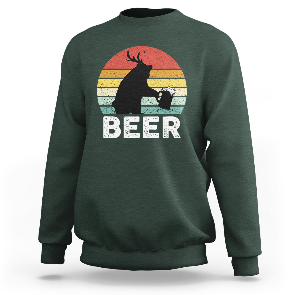 Funny Bear Deer Sweatshirt Vintage Retro Beer Mug - Wonder Print Shop
