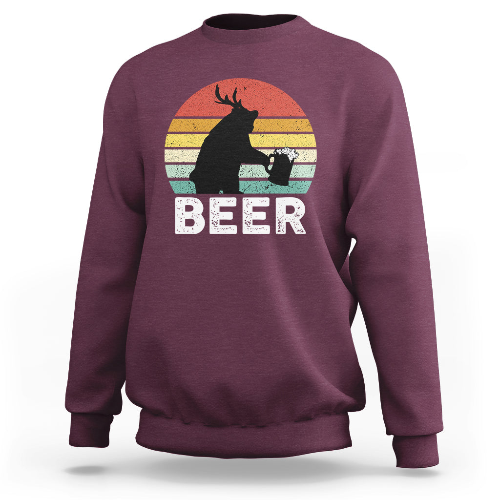 Funny Bear Deer Sweatshirt Vintage Retro Beer Mug - Wonder Print Shop