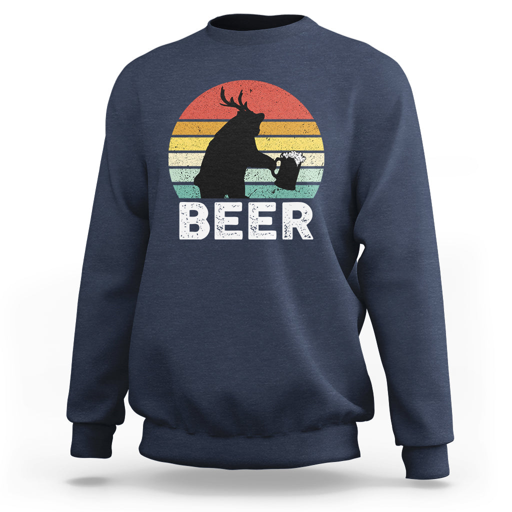 Funny Bear Deer Sweatshirt Vintage Retro Beer Mug - Wonder Print Shop