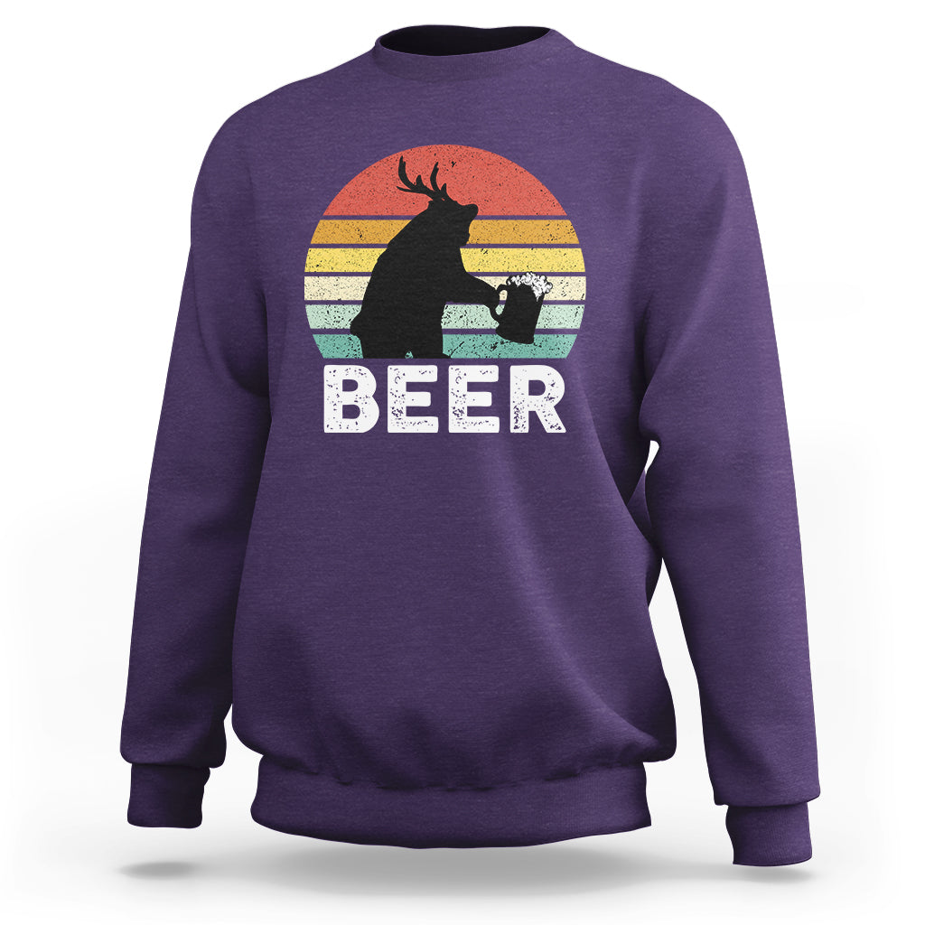 Funny Bear Deer Sweatshirt Vintage Retro Beer Mug - Wonder Print Shop
