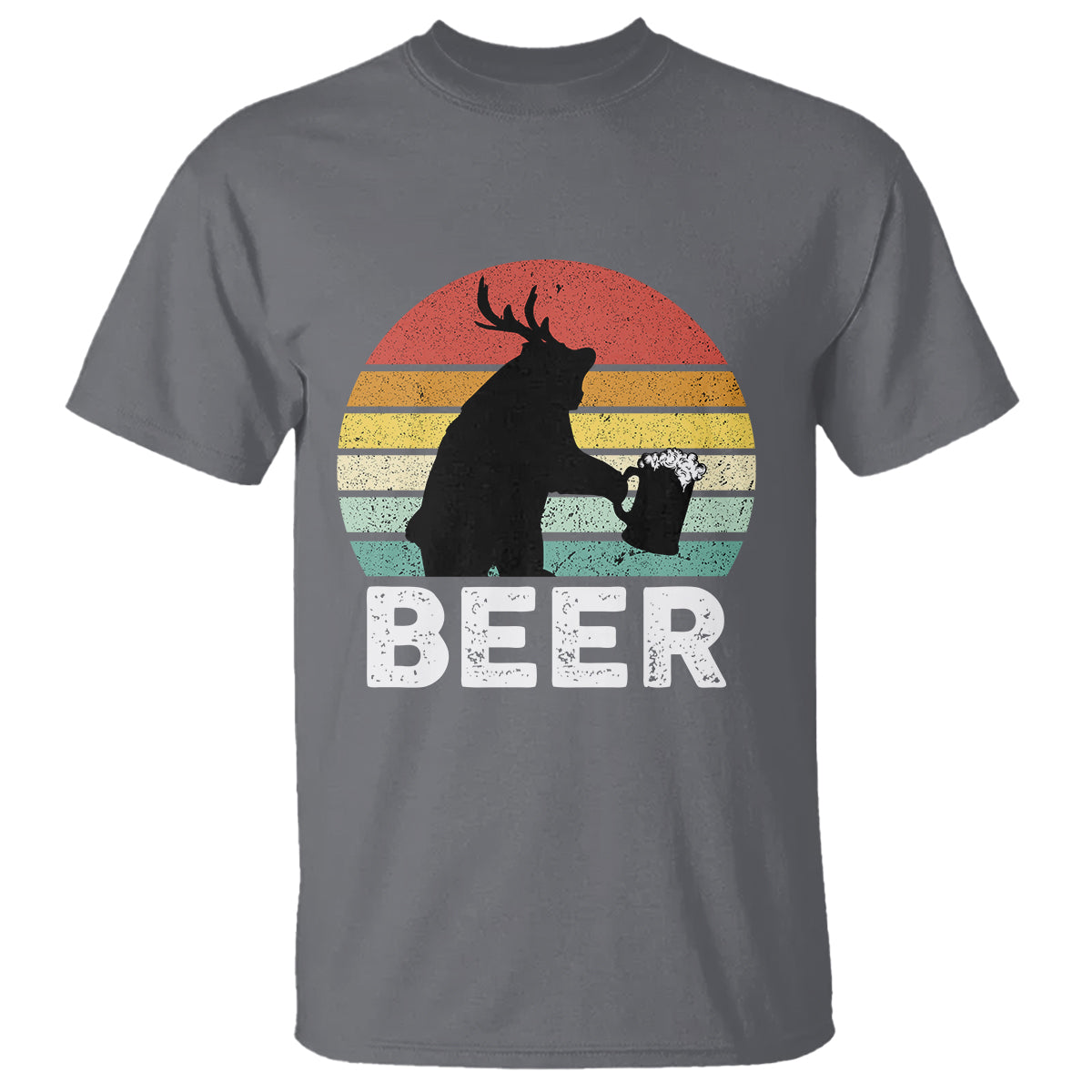 Funny Bear Deer T Shirt Vintage Retro Beer Mug - Wonder Print Shop