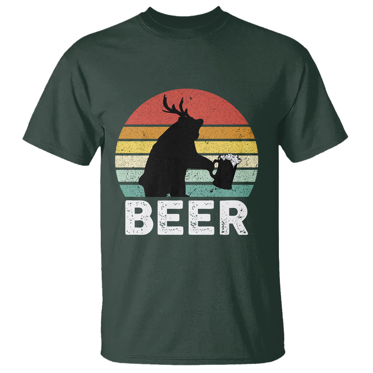 Funny Bear Deer T Shirt Vintage Retro Beer Mug - Wonder Print Shop