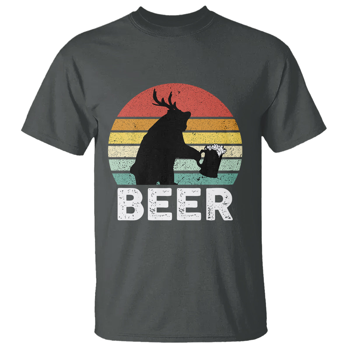 Funny Bear Deer T Shirt Vintage Retro Beer Mug - Wonder Print Shop