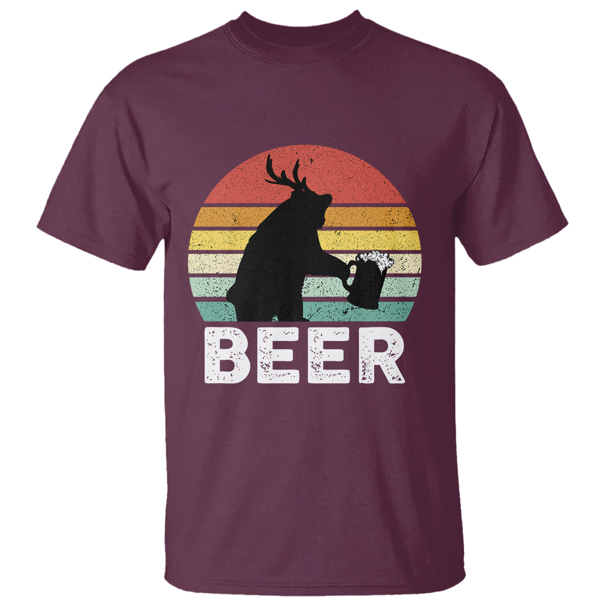 Funny Bear Deer T Shirt Vintage Retro Beer Mug - Wonder Print Shop