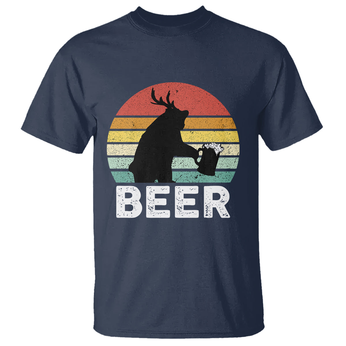 Funny Bear Deer T Shirt Vintage Retro Beer Mug - Wonder Print Shop