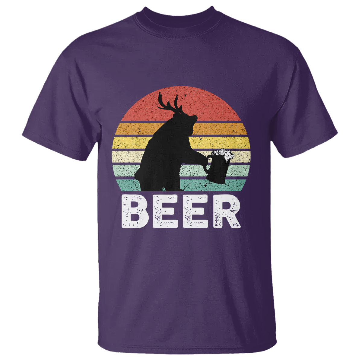 Funny Bear Deer T Shirt Vintage Retro Beer Mug - Wonder Print Shop