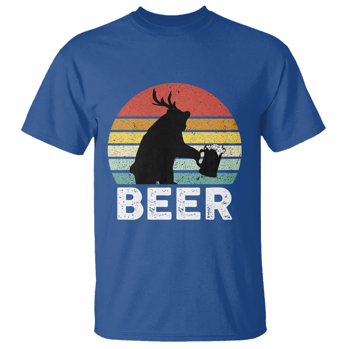Funny Bear Deer T Shirt Vintage Retro Beer Mug - Wonder Print Shop