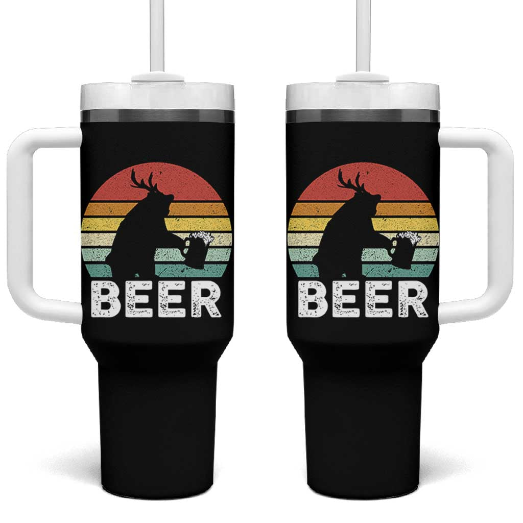 Funny Bear Deer Tumbler With Handle Vintage Retro Beer Mug - Wonder Print Shop