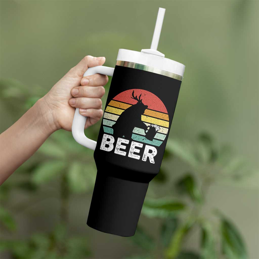 Funny Bear Deer Tumbler With Handle Vintage Retro Beer Mug - Wonder Print Shop