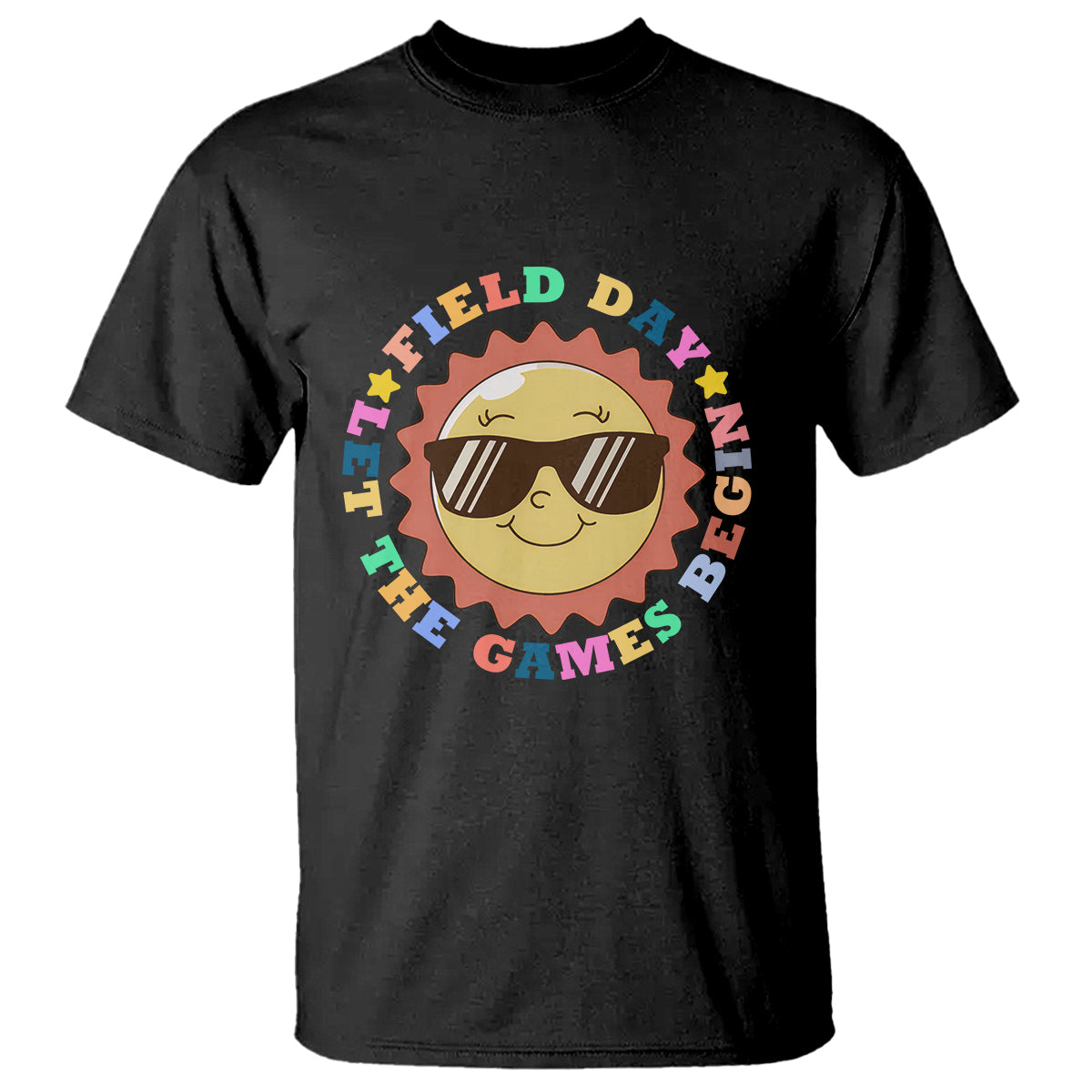 Field Day T Shirt Let The Games Begin Retro Groovy Smile Face Sunshine - Wonder Print Shop