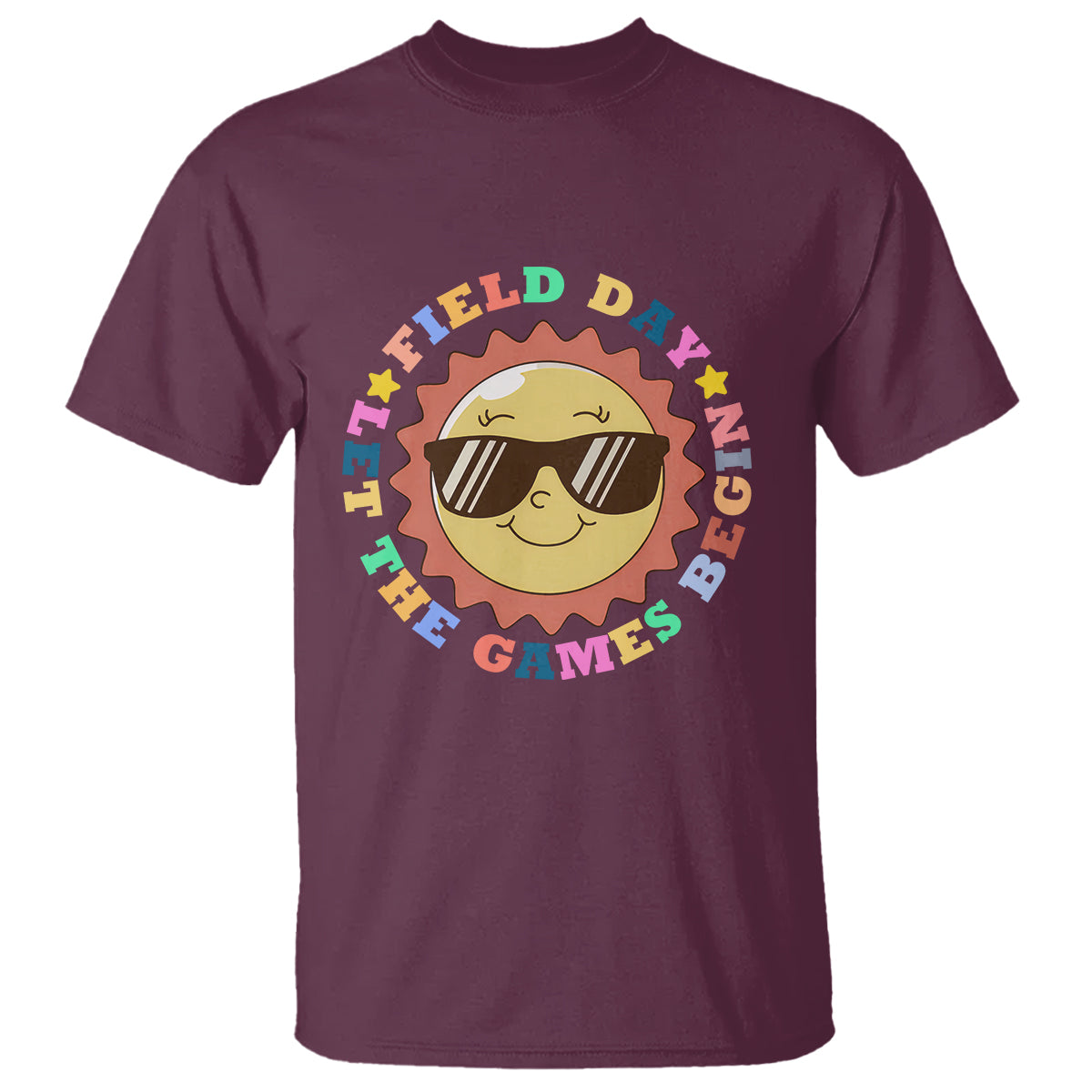 Field Day T Shirt Let The Games Begin Retro Groovy Smile Face Sunshine - Wonder Print Shop