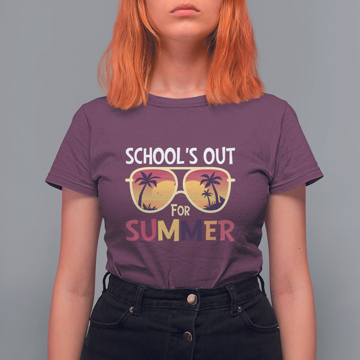 Schools Out For Summer T Shirt For Women End Of School Retro Sunglasses Summer Vacation - Wonder Print Shop