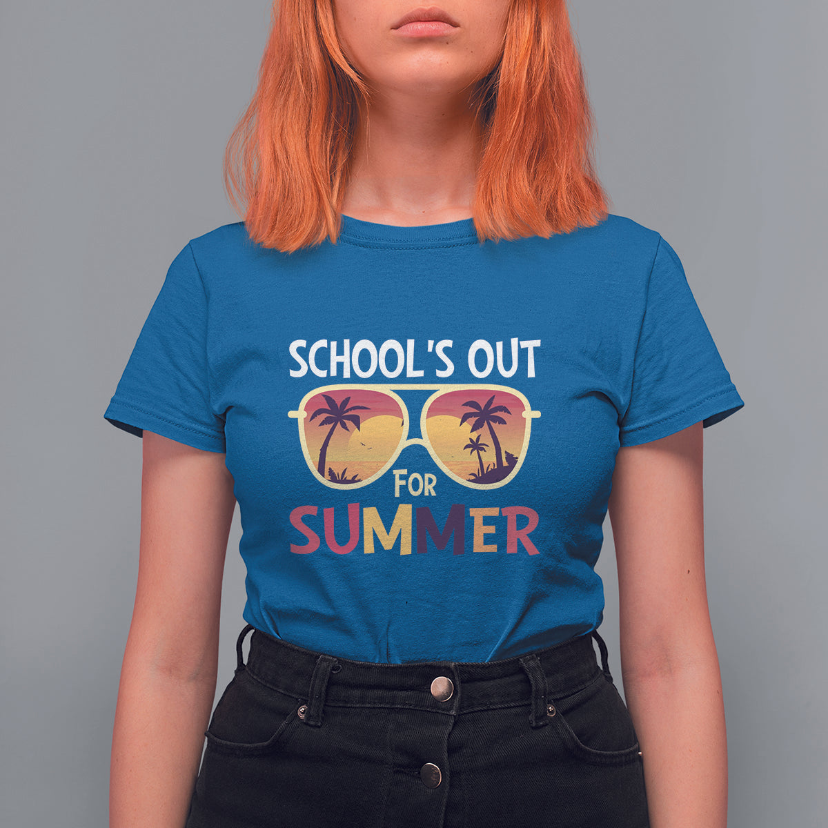 Schools Out For Summer T Shirt For Women End Of School Retro Sunglasses Summer Vacation - Wonder Print Shop