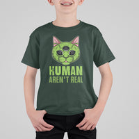 Funny Alien Cat T Shirt For Kid Human Aren't Real Cute Mythical Creature - Wonder Print Shop