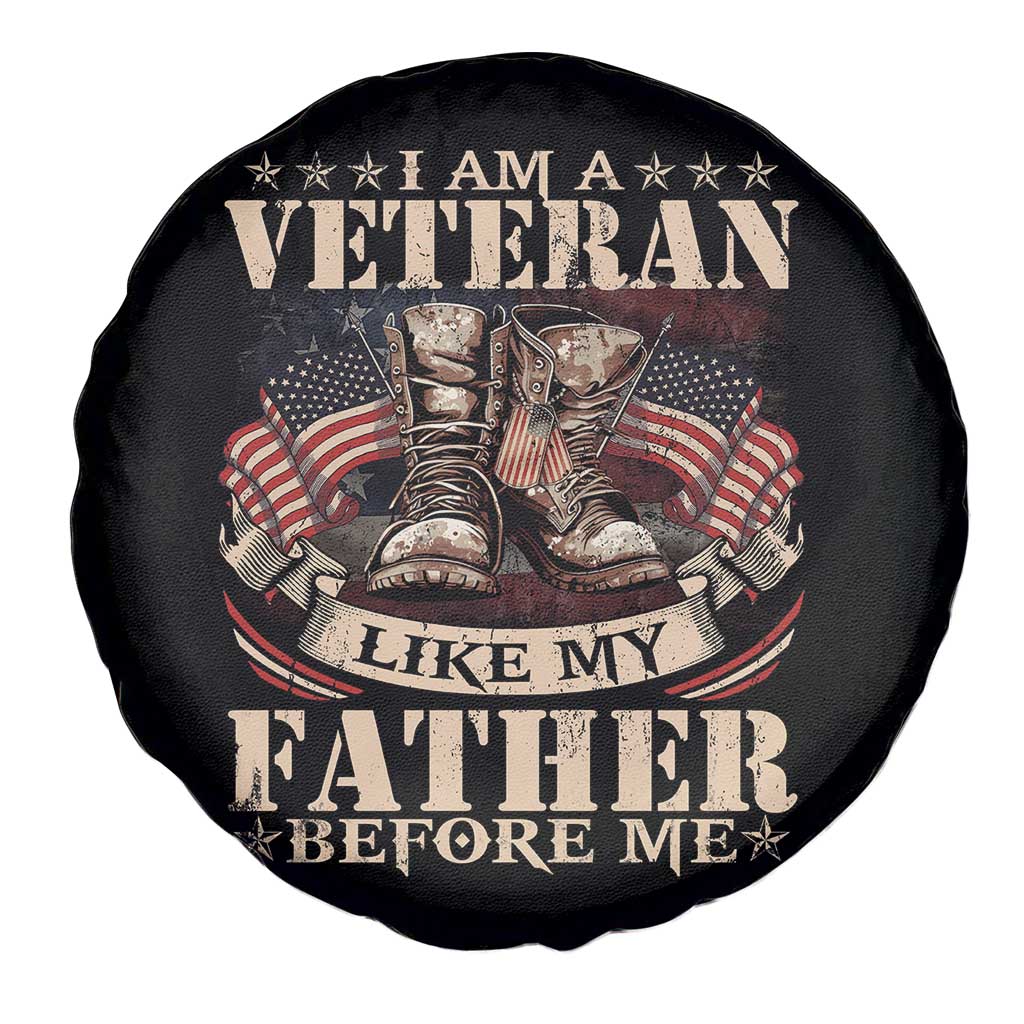 I Am A Veteran Like My Father Before Me Spare Tire Cover Vintage American Flag
