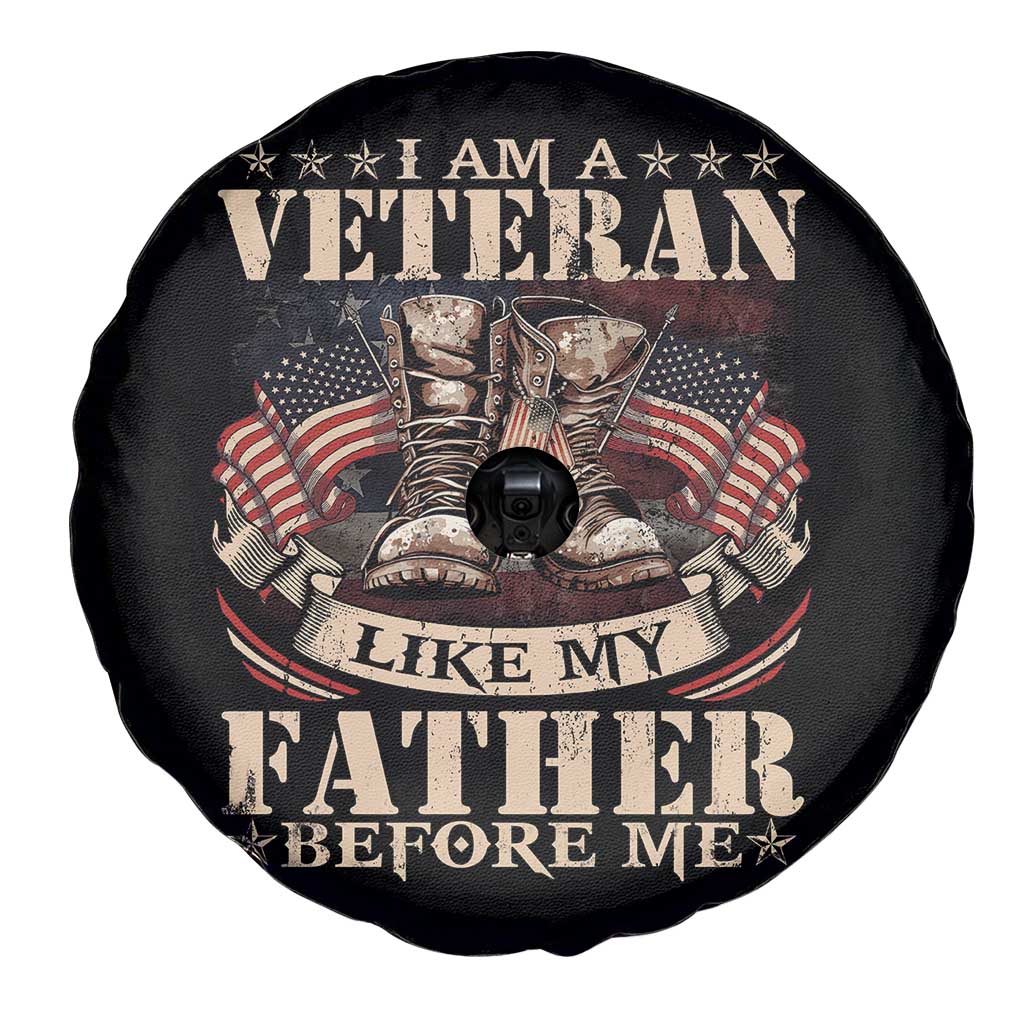 I Am A Veteran Like My Father Before Me Spare Tire Cover Vintage American Flag