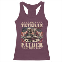 I Am A Veteran Like My Father Before Me Racerback Tank Top Vintage American Flag