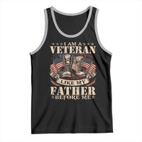 I Am A Veteran Like My Father Before Me Tank Top Vintage American Flag