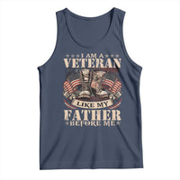 I Am A Veteran Like My Father Before Me Tank Top Vintage American Flag
