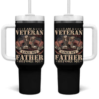 I Am A Veteran Like My Father Before Me Tumbler With Handle Vintage American Flag
