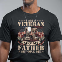 I Am A Veteran Like My Father Before Me T Shirt Vintage American Flag
