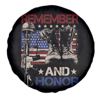 Remember And Honor Spare Tire Cover Memorial Day Veteran Boots American Flag