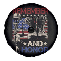 Remember And Honor Spare Tire Cover Memorial Day Veteran Boots American Flag