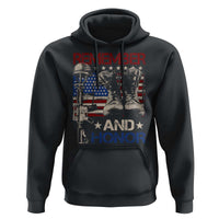 Remember And Honor Hoodie Memorial Day Veteran Boots American Flag