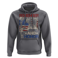 Remember And Honor Hoodie Memorial Day Veteran Boots American Flag
