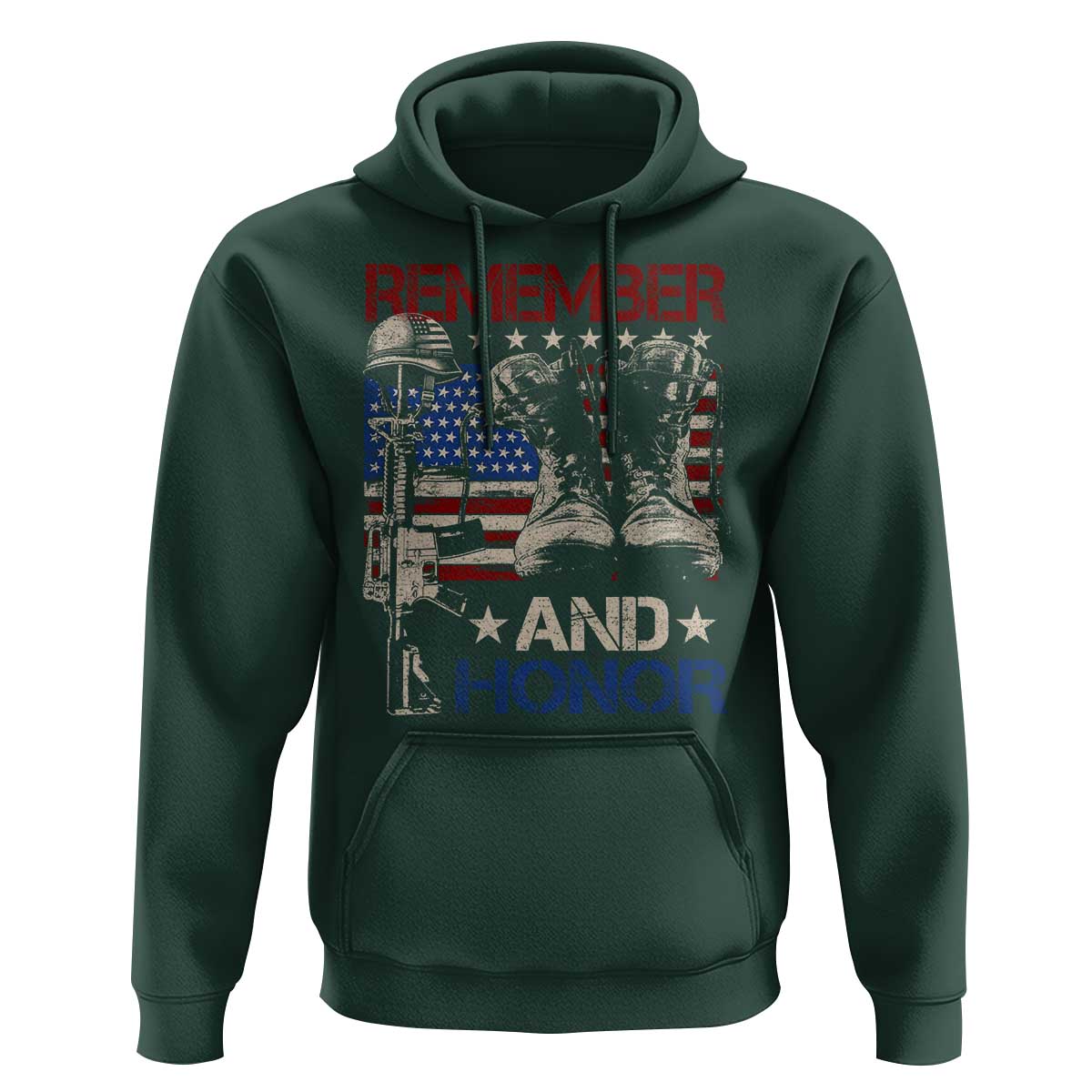 Remember And Honor Hoodie Memorial Day Veteran Boots American Flag