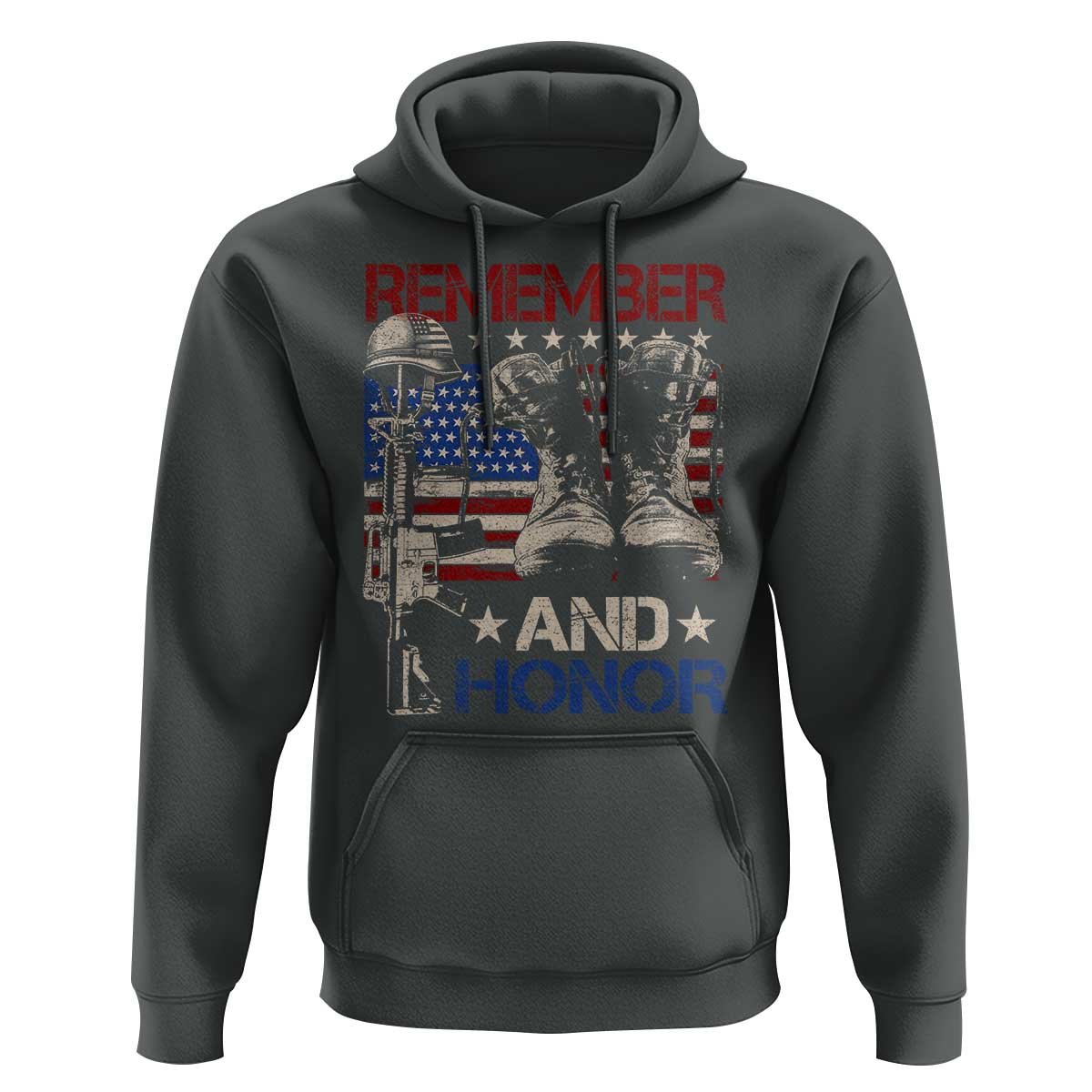 Remember And Honor Hoodie Memorial Day Veteran Boots American Flag