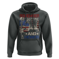 Remember And Honor Hoodie Memorial Day Veteran Boots American Flag
